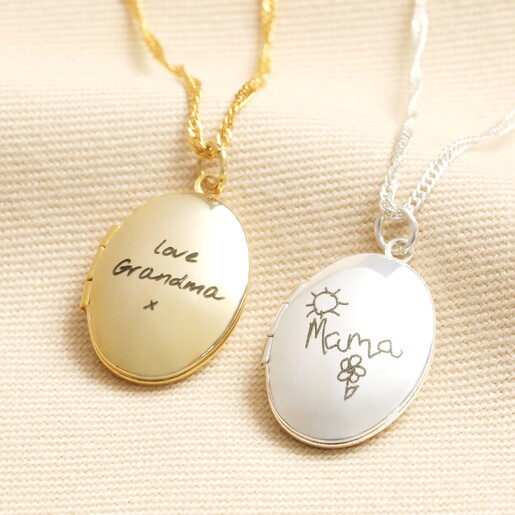 Personalised 'Your Drawing' Oval Locket Necklace