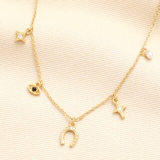 Luck Charms Pendant Necklace in Gold