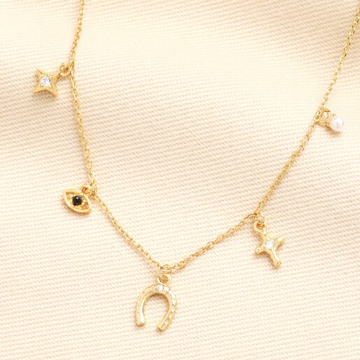Luck Charms Pendant Necklace in Gold