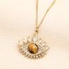 Tiger's Eye Pendant Necklace in Gold