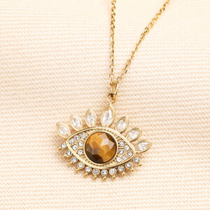 Tiger's Eye Pendant Necklace in Gold