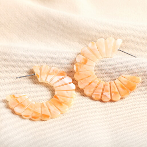 Enamel Peach Scalloped Hoop Earrings Enamel Peach Scalloped Hoop Earrings