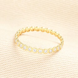 Small Multi Crystal Band Ring in Gold