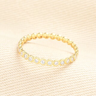 Small Multi Crystal Band Ring in Gold