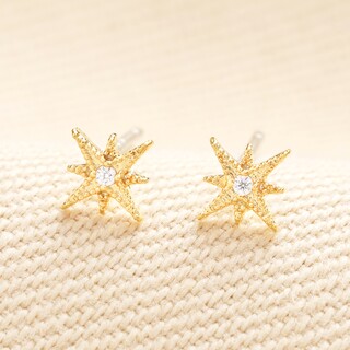 Small Star Crystal Stud Earrings in Gold