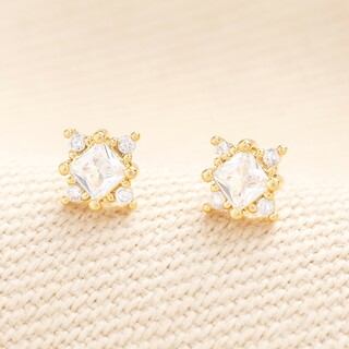 Tiny Crystal Star Stud Earrings in Gold