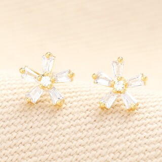 Tiny Crystal Flower Stud Earrings