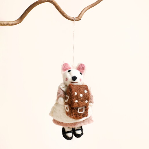 Afroart Felt Mouse Gingerbread House Hanging Decoration