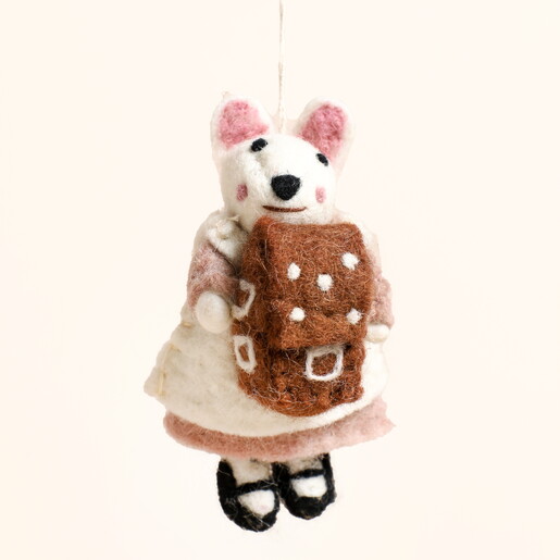 Afroart Felt Mouse Gingerbread House Hanging Decoration
