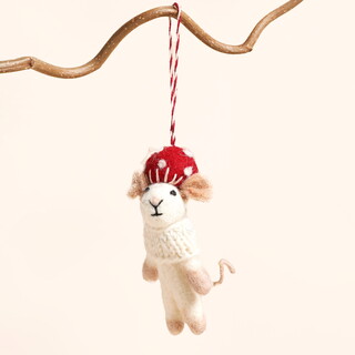 Afroart Felt Mushroom Mouse Hanging Decoration
