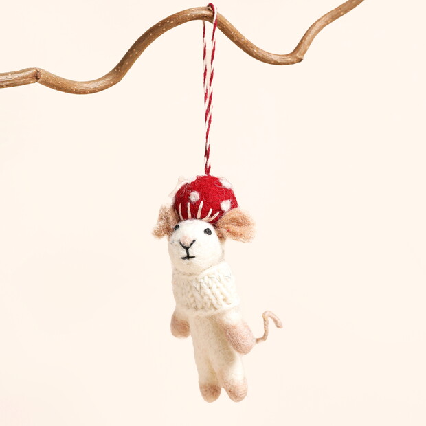 Afroart Felt Mushroom Mouse Hanging Decoration Afroart Felt Mushroom Mouse Hanging Decoration