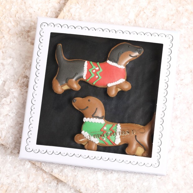 Biscuiteers Christmas Sausages Small Letterbox Biscuits