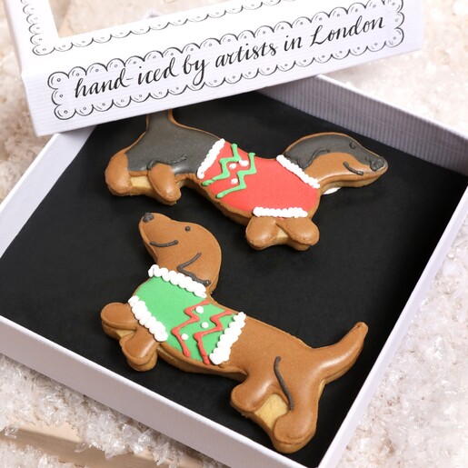 Biscuiteers Christmas Sausages Small Letterbox Biscuits