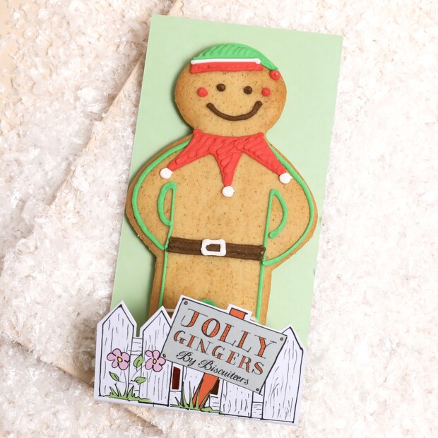 Ginger Elf Jolly Ginger Cello Biscuit by Biscuiteers