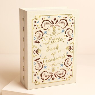 Cream Linen Book of Treasures Novel Jewellery Box