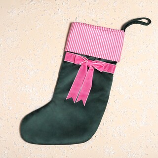 Green and Pink Velvet Bow Stocking