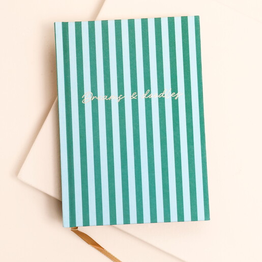 Dreams and Doodles Green Stripe Notebook