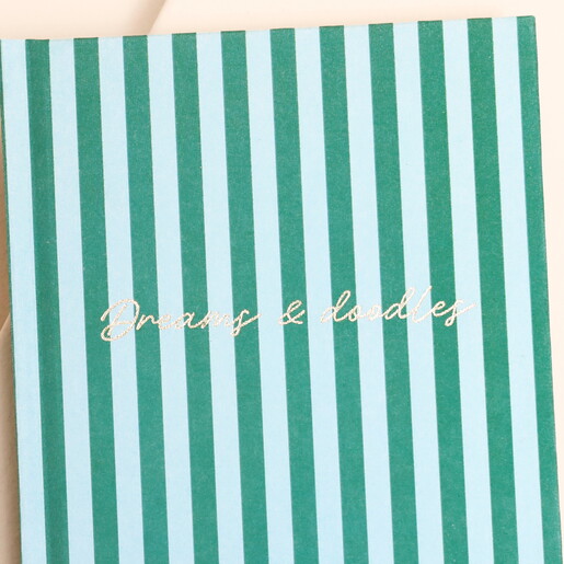Dreams and Doodles Green Stripe Notebook