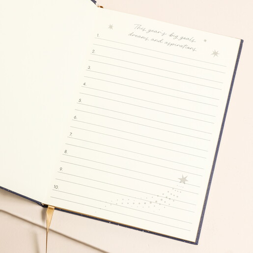 Navy Celestial Goals and Aspirations Notebook