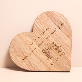 Personalised Anniversary Heart Shape Oak Cheeseboard