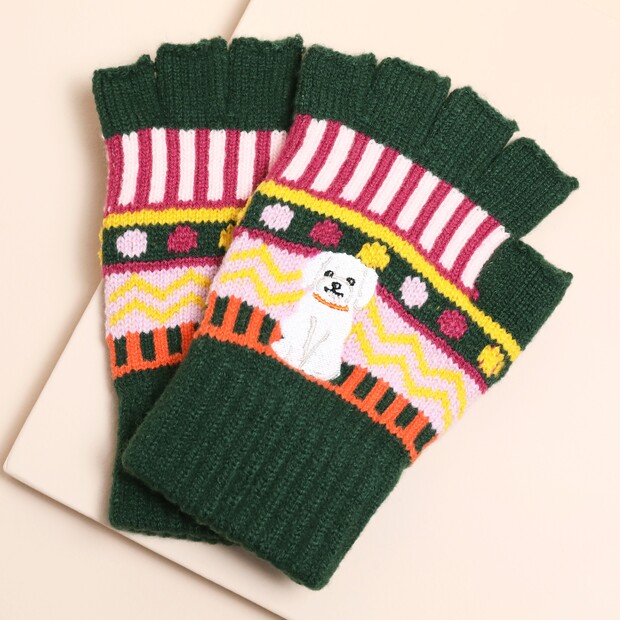 House of Disaster Dog House Fair Isle Fingerless Gloves