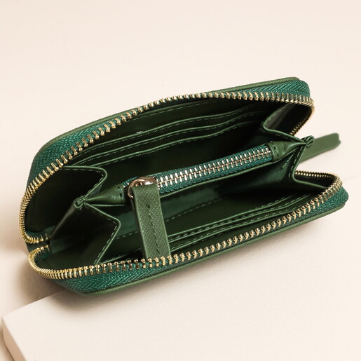 inside of green purse