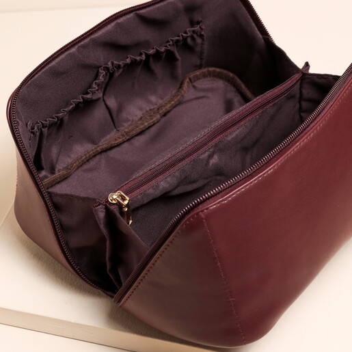 Rectangular Makeup Bag in Burgundy