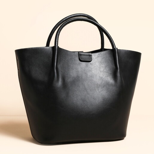 Black Vegan Leather Grab Handbag