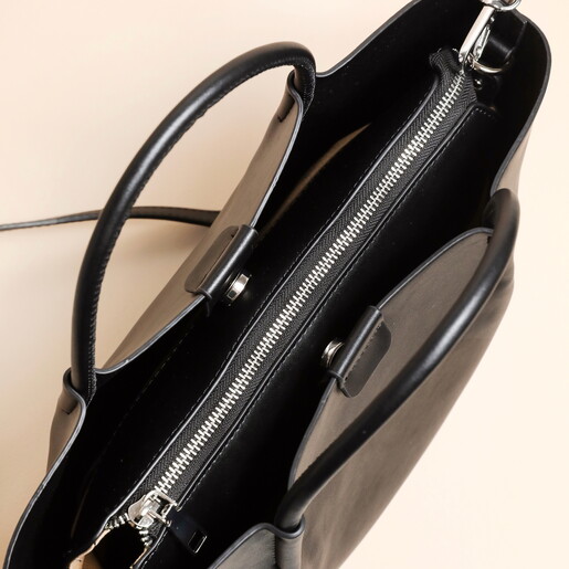 Close Up of Black Vegan Leather Grab Handbag