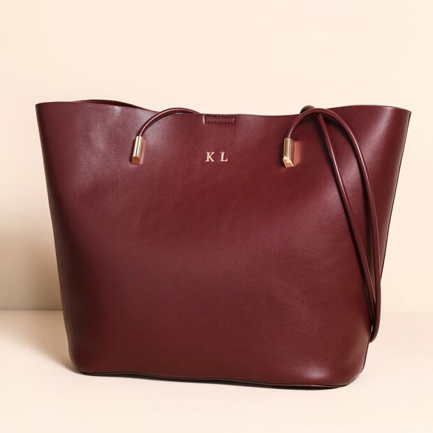 Personalised Burgundy Tote Bag