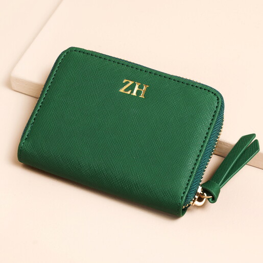 Personalised Zip Around Purse in green