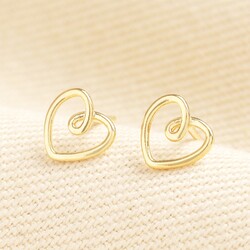 Estella Bartlett Doodle Heart Stud Earrings in Gold