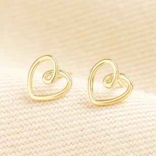 Estella Bartlett Doodle Heart Stud Earrings in Gold