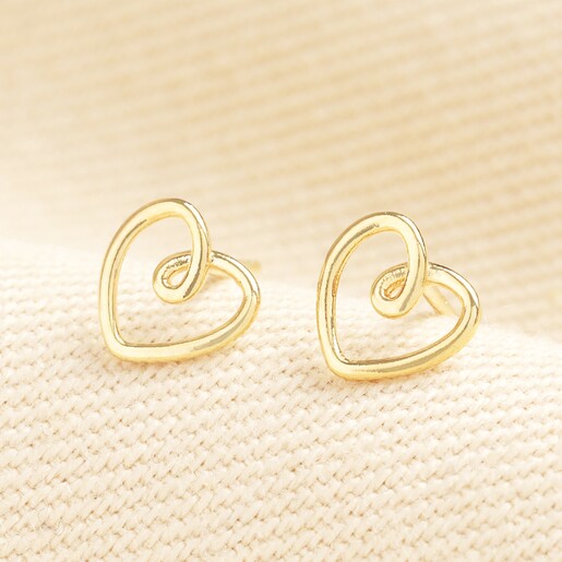 Estella Bartlett Doodle Heart Stud Earrings in Gold