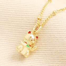 Estella Bartlett Lucky Cat Pendant Necklace in Gold
