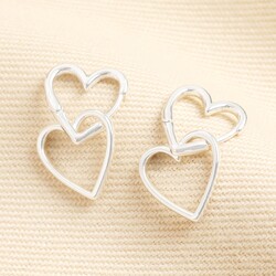 Estella Bartlett Double Heart Hoop Earrings in Silver