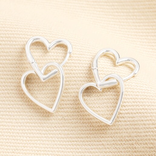Estella Bartlett Double Heart Hoop Earrings in Silver