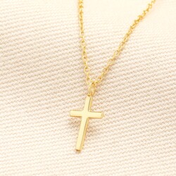 Sterling Silver Cross Necklace in Gold