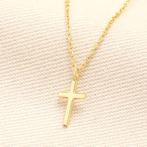 Sterling Silver Cross Necklace in Gold