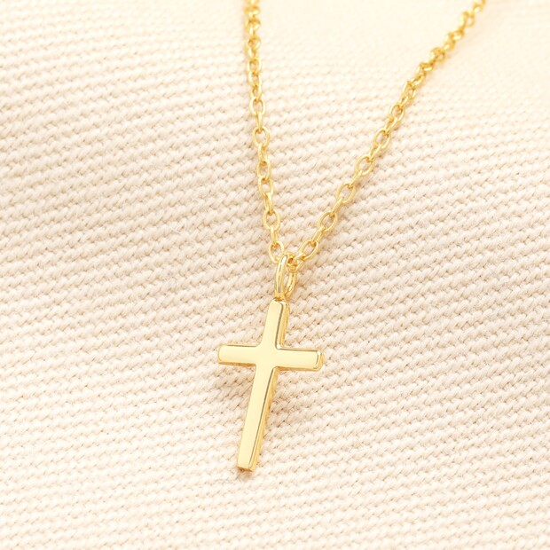 Sterling Silver Cross Necklace in Gold Sterling Silver Cross Necklace in Gold