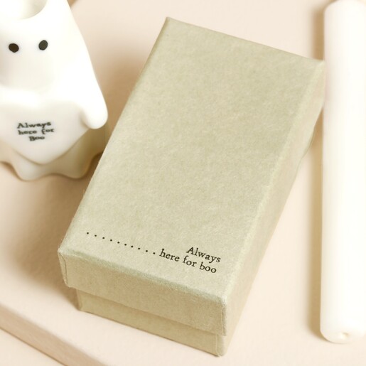 East of India Always Here For Boo Ghost Candle Holder with box