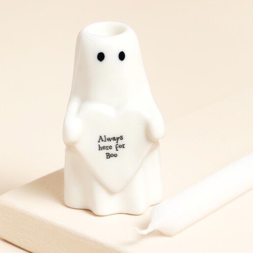 East of India Always Here For Boo Ghost Candle Holder  