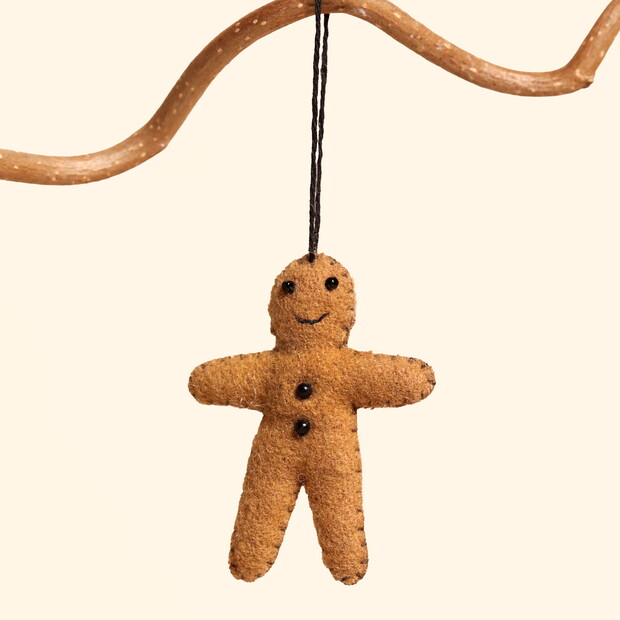 East of India Felt Hanging Gingerbread Man Decoration