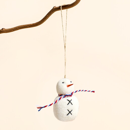 East of India Felt Snowman Hanging Decoration