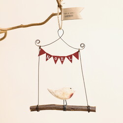East of India Robin on a Swing Hanging Decoration
