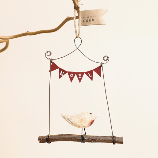 East of India Robin on a Swing Hanging Decoration