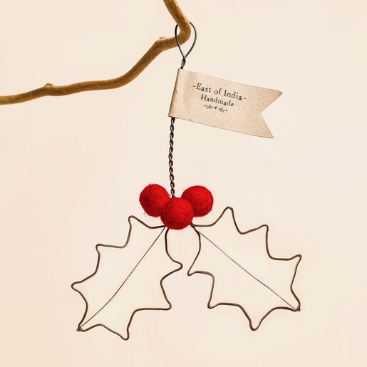 East of India Red Holly Hanging Decoration East of India Red Holly Hanging Decoration
