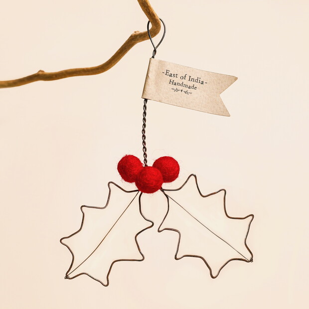East of India Red Holly Hanging Decoration East of India Red Holly Hanging Decoration