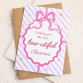 Striped Bow-utiful Christmas Greetings Card