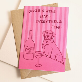 Dogs and Wine Greetings Card